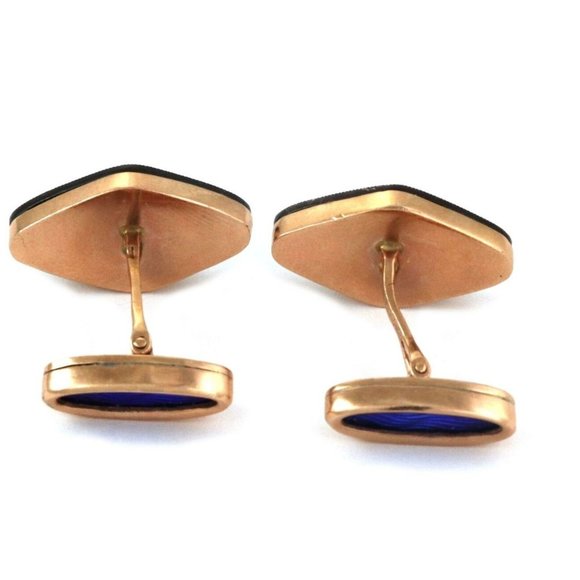 Old Russian RoseCut Diamond Ruby 14kGold Cufflinks - Picture 2 of 6